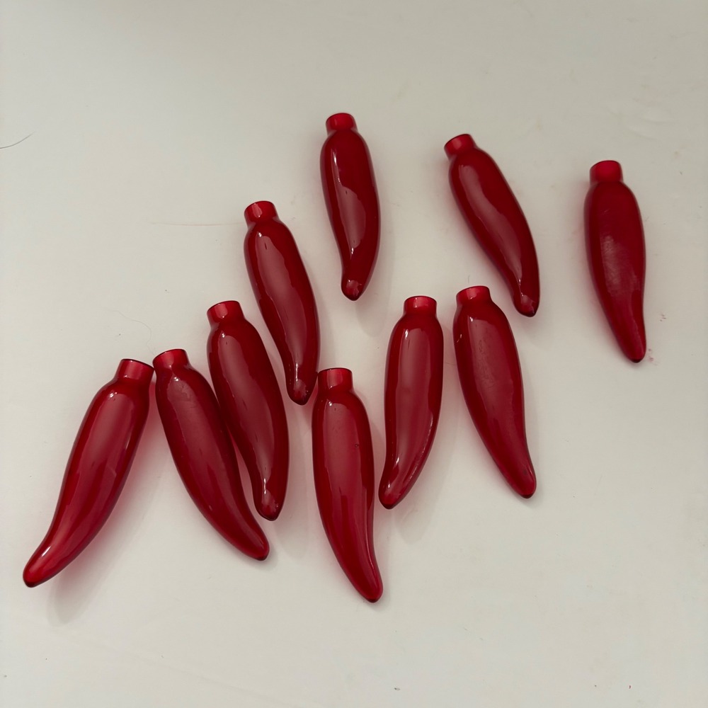 Red Chili Pepper Light Covers Replacement Set of 10 Translucent Plastic 3 Inch
